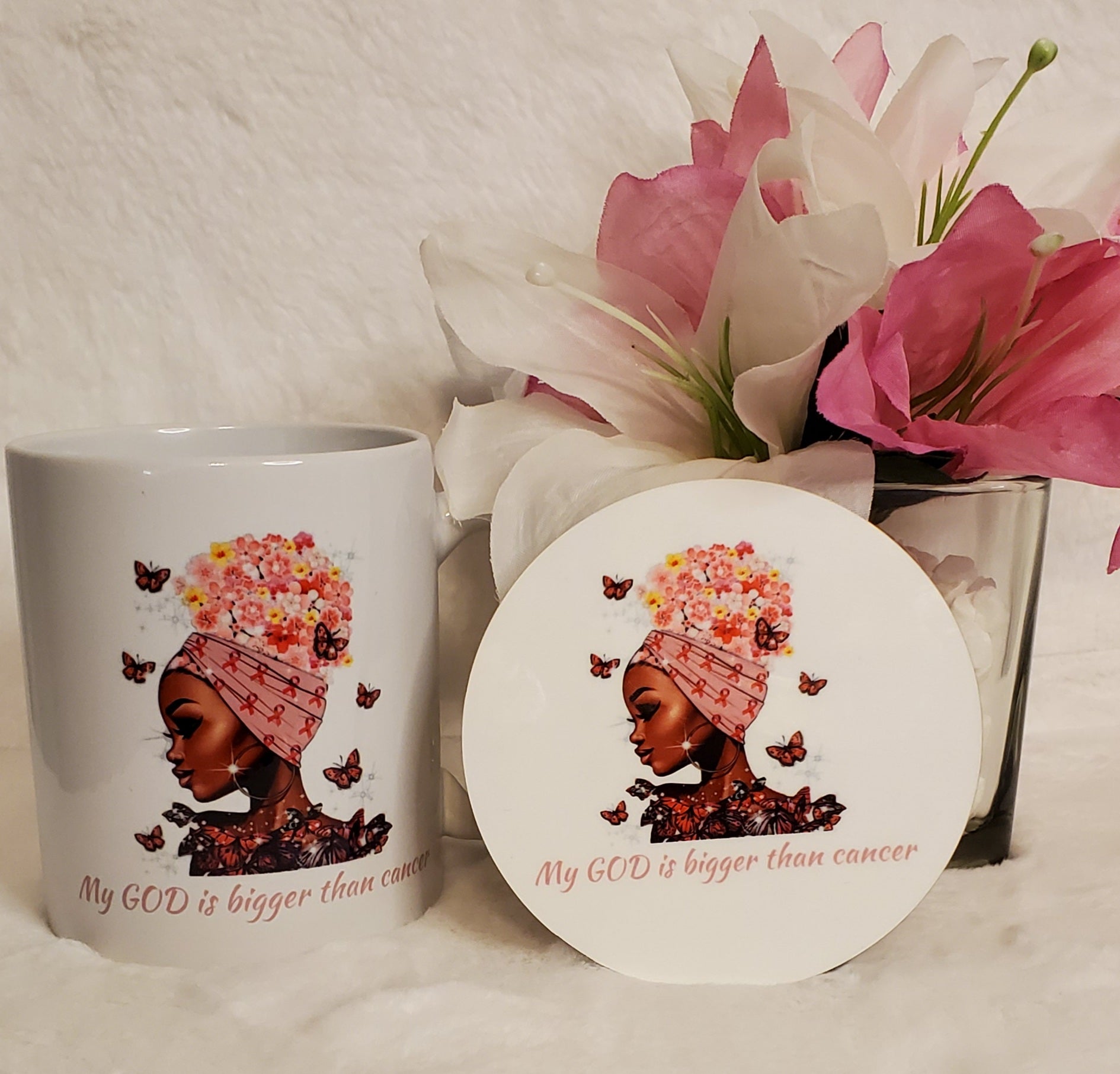 My God is Bigger Than Cancer Mug and Coaster Set